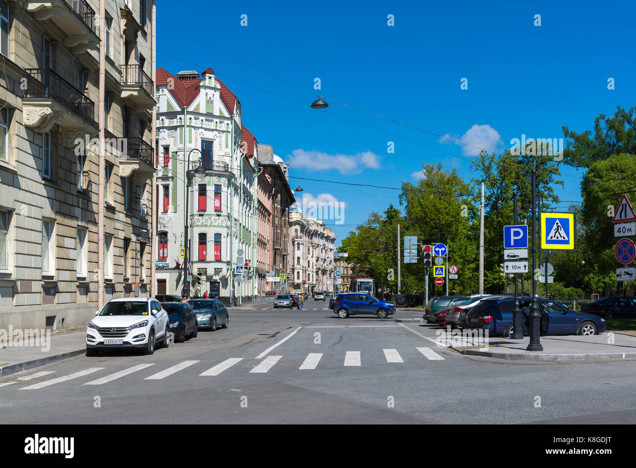 St. Petersburg, Russia - June 04.2017. General view of street Kronverksky avenue Stock Photo