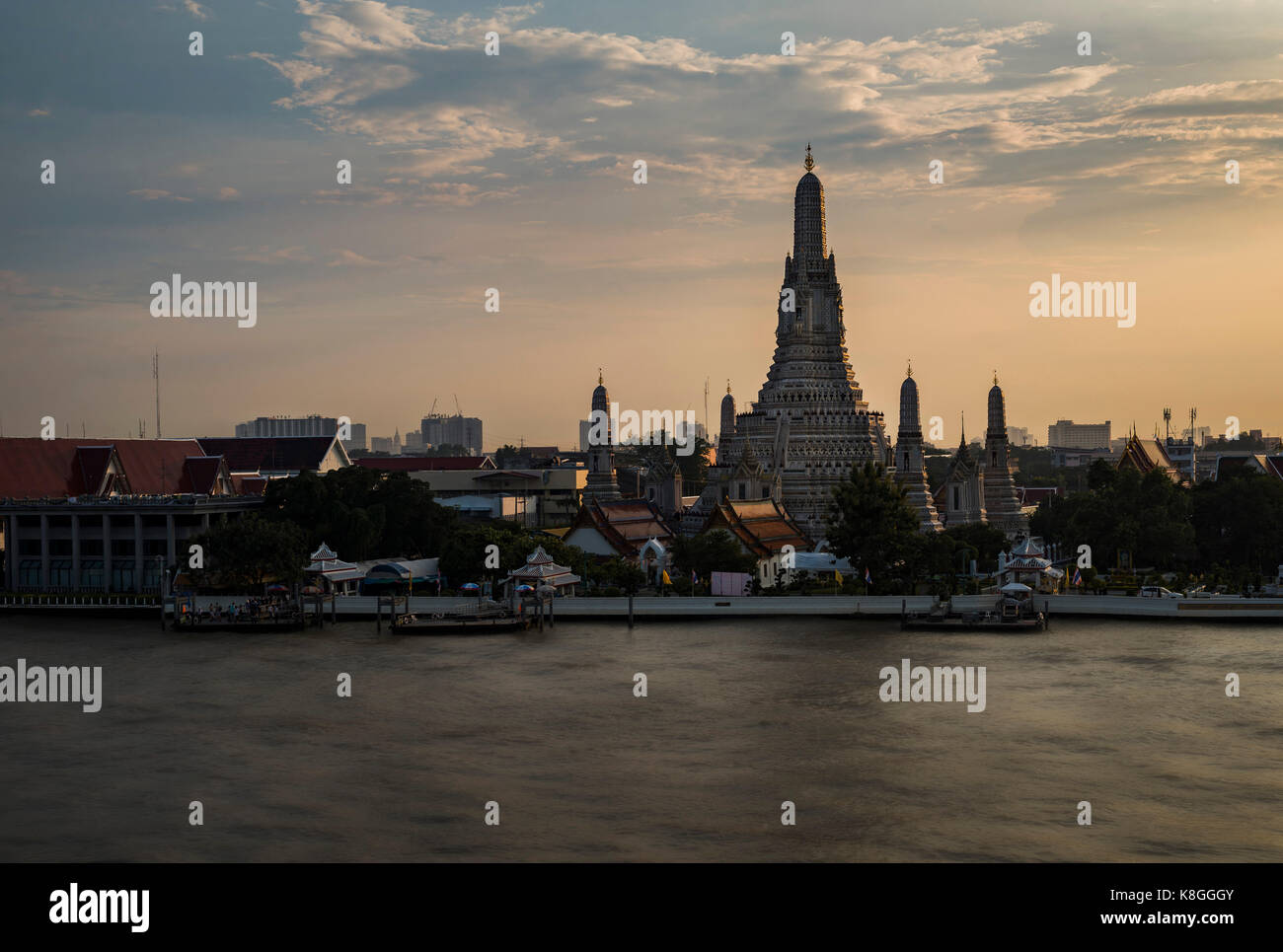 Wat Arun prestigious pagoda after a major renovation in 2016 - 2017. It has been a controversy that the pagoda has been reduced in beauty after the re Stock Photo