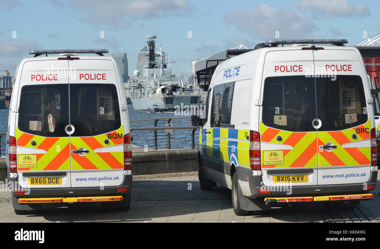 Met Police supporting the DSEi event at ExCel exhibition centre in London UK Stock Photo