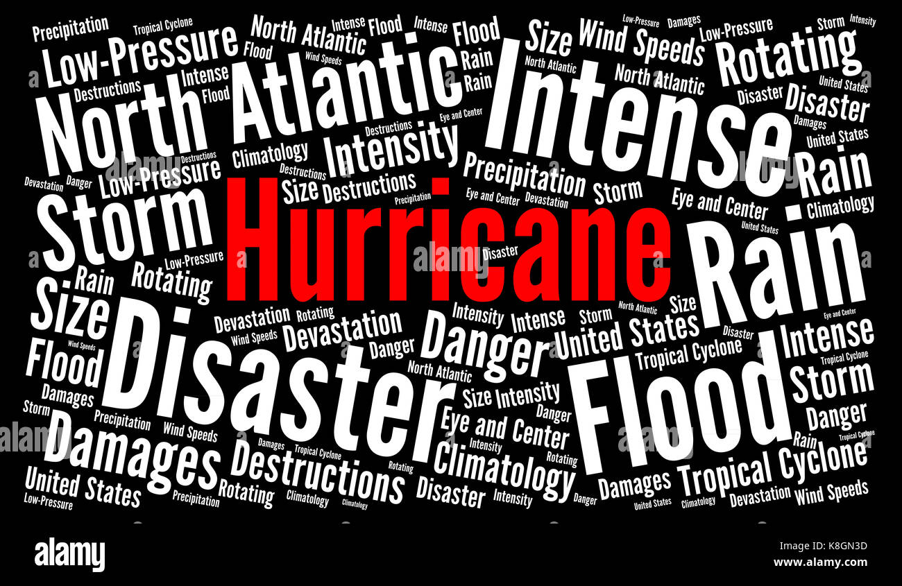 Hurricane word cloud illustration Stock Photo - Alamy