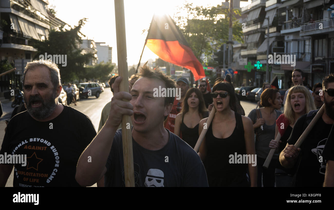 Athens, Greece. 18th Sep, 2017. A protest march marking the fourth ...