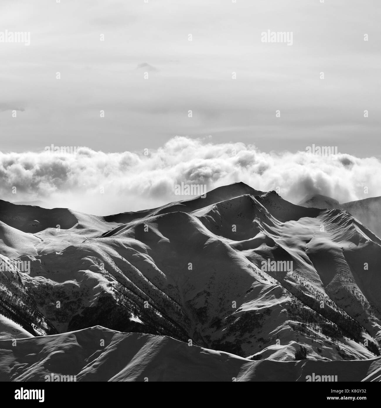 Top of the caucasus mountains Black and White Stock Photos & Images - Alamy