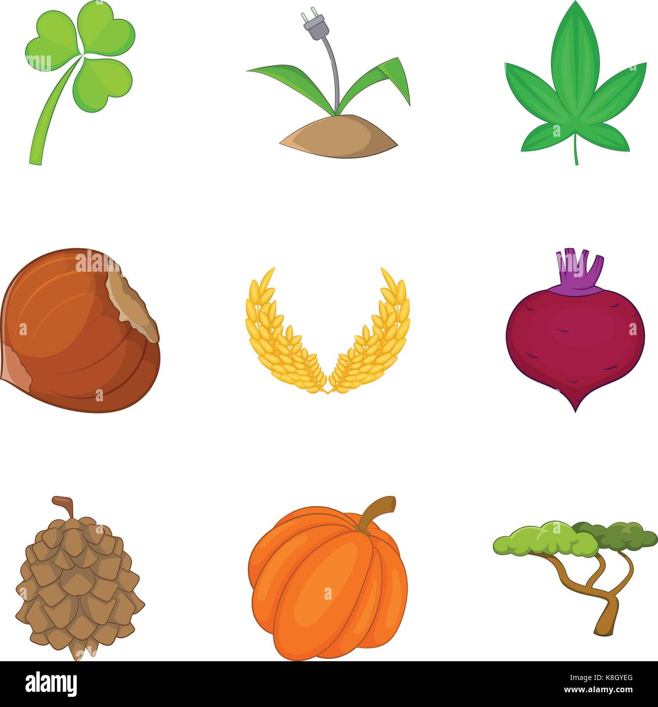 Wild plants icons set, cartoon style Stock Vector Image & Art - Alamy