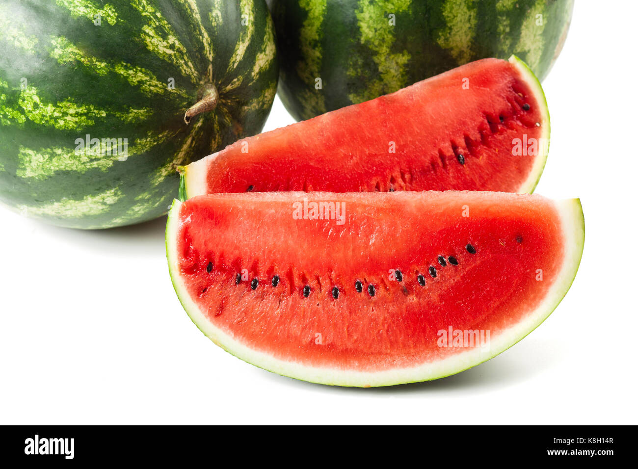 Ripe juicy watermelons isolated on white background Stock Photo