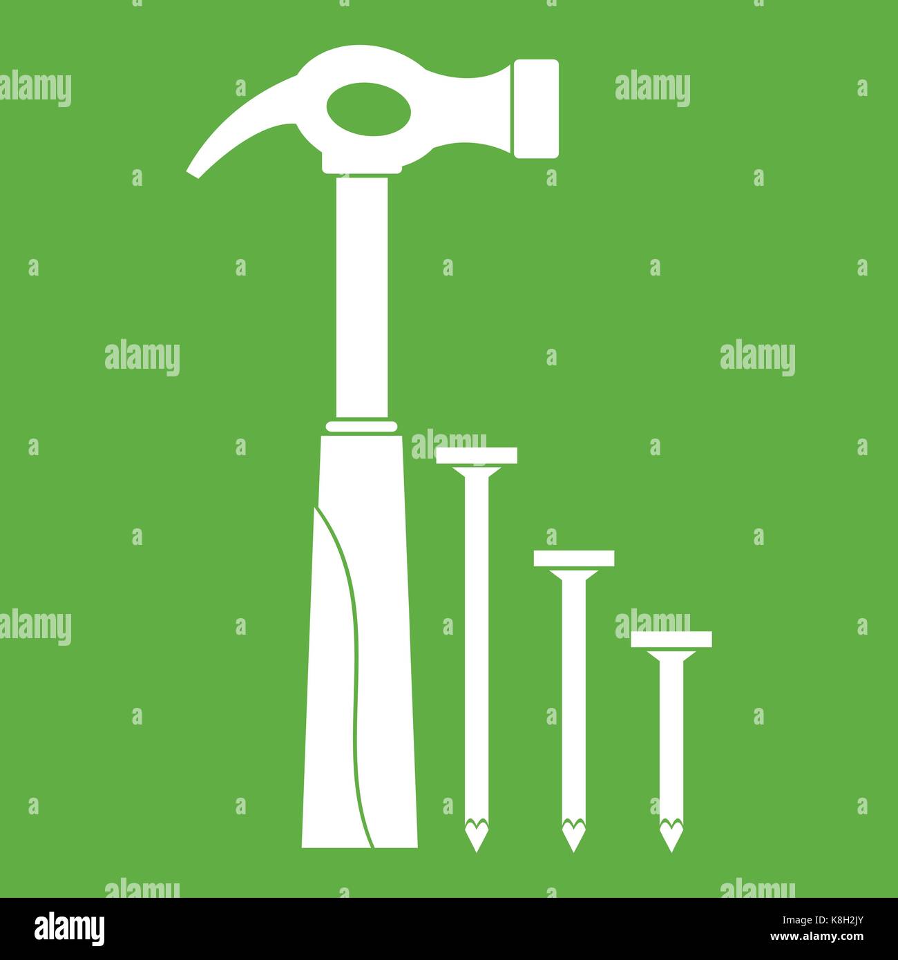 Hammer and nails icon green Stock Vector Image & Art Alamy