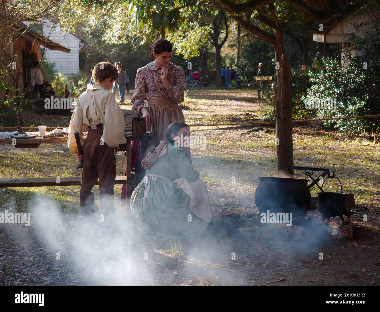 Baton Rouge, Louisiana, USA 2016Candle making at LSU Rural Life Museum, an outdoor museum of