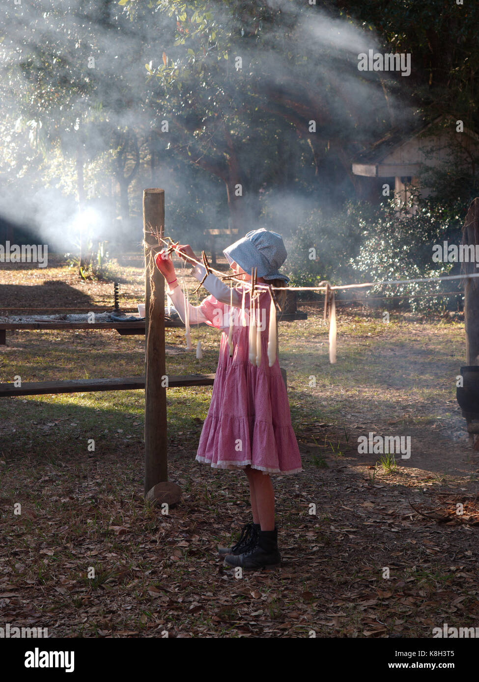 Baton Rouge, Louisiana, USA 2016Candle making at LSU Rural Life Museum, an outdoor museum of