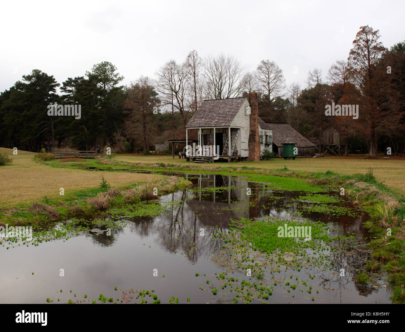 Baton Rouge, Louisiana, USA 2016 Cabin and barn at LSU Rural Life