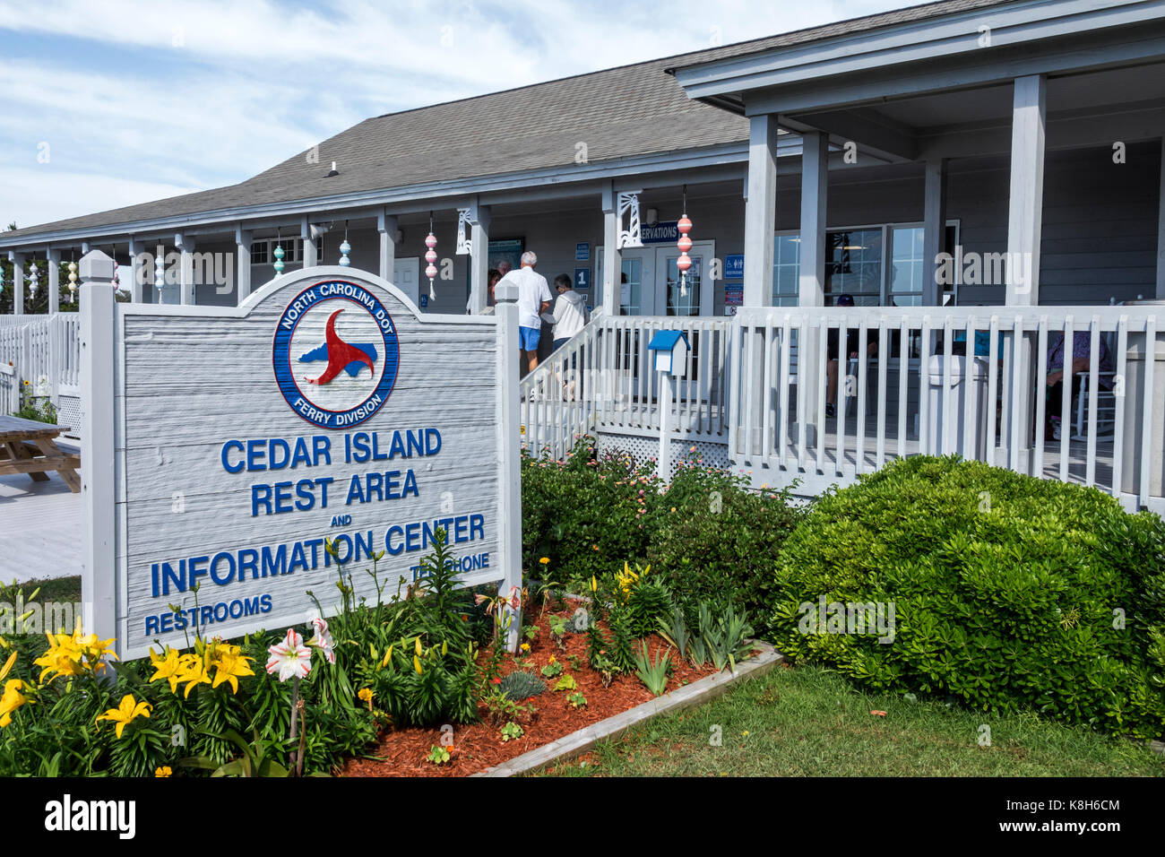 North Carolina,NC,Cedar Island,Outer Banks,Ferry Terminal,Information Center,exterior,sign,NC170518050 Stock Photo