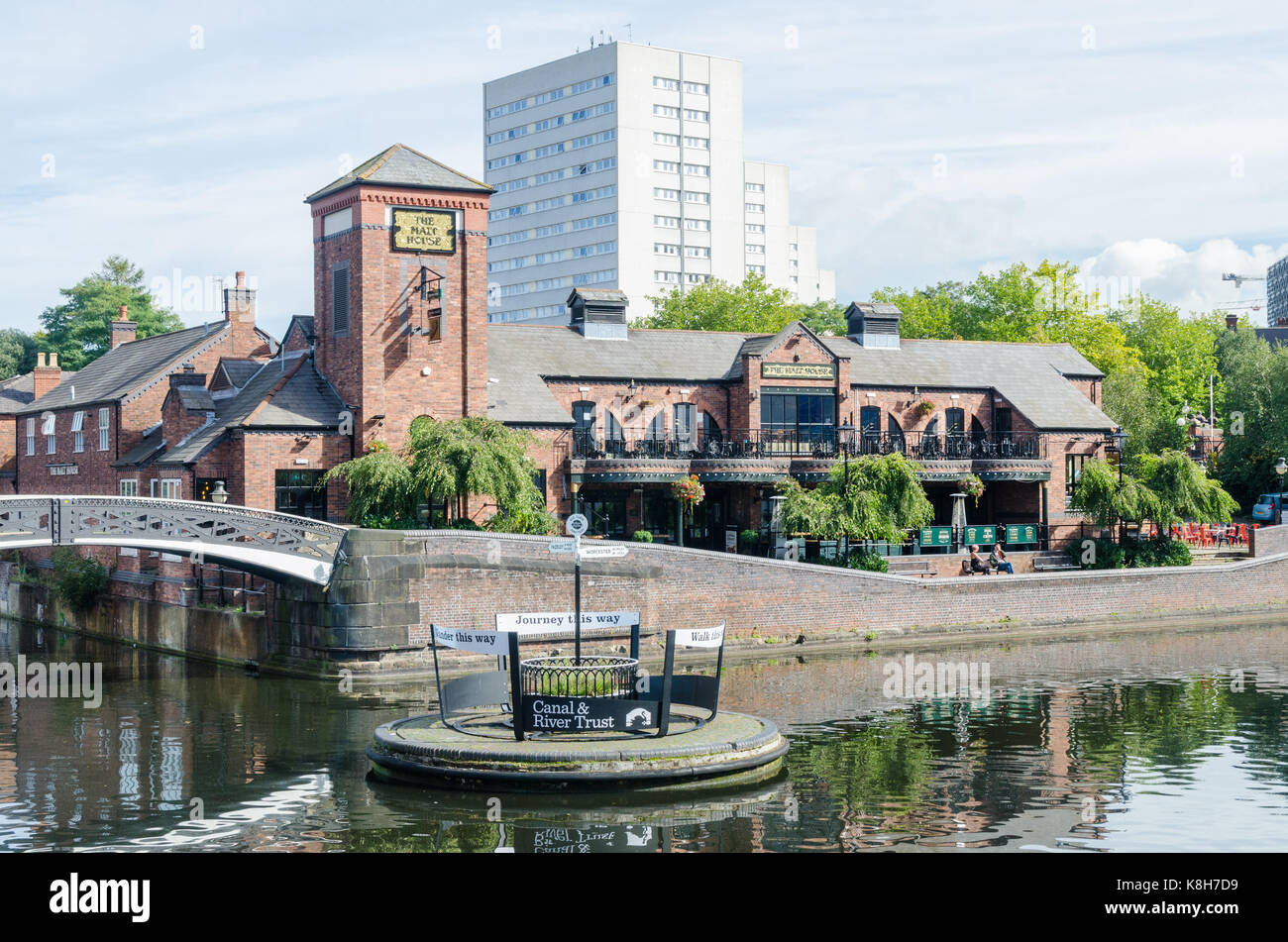 The Malt House canal side pub in Brindley Place, Birmingham Stock Photo