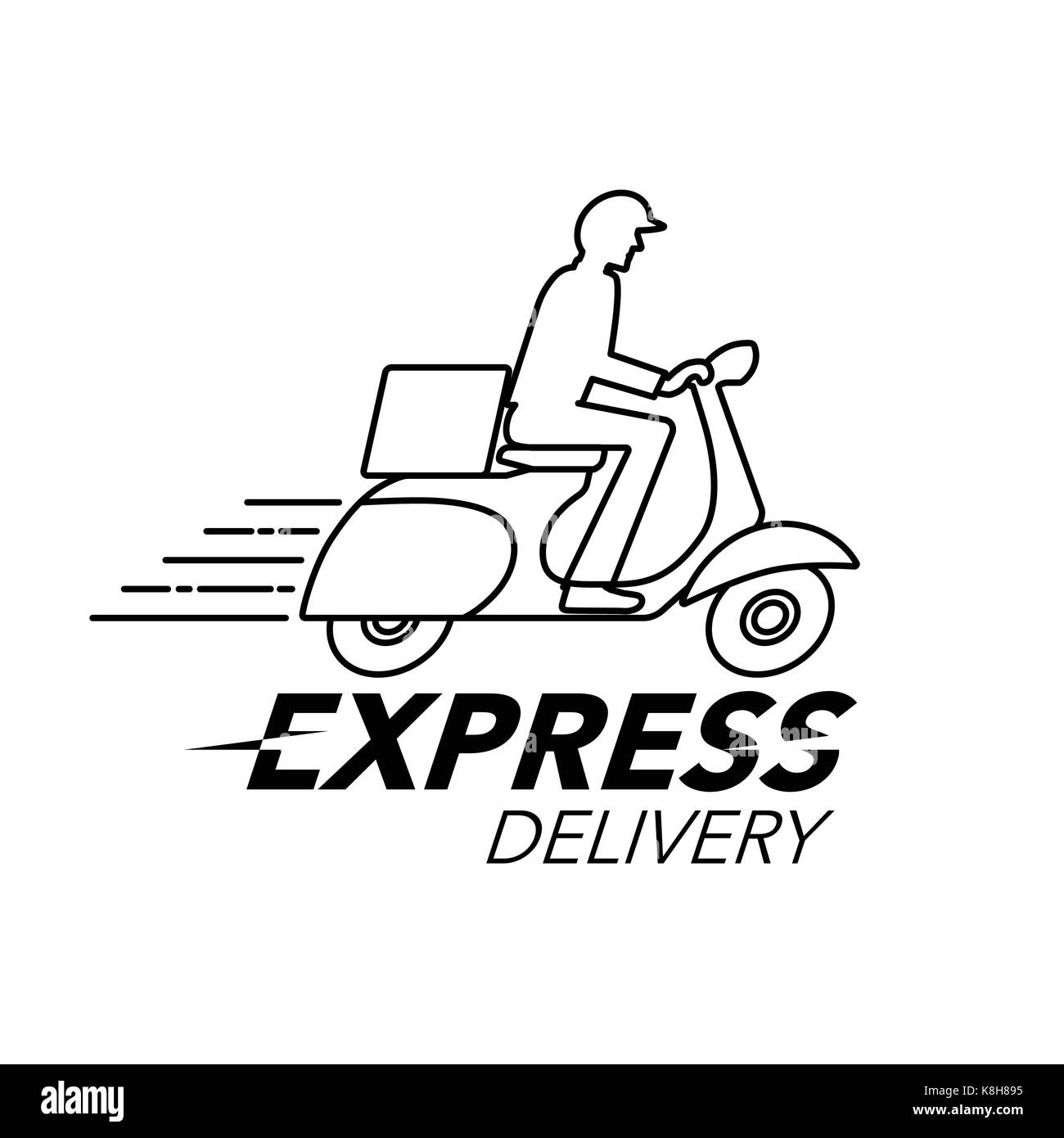 Express delivery icon concept. Scooter motorcycle service, order, worldwide  shipping. Modern line icon vector illustration Stock Vector Image & Art -  Alamy