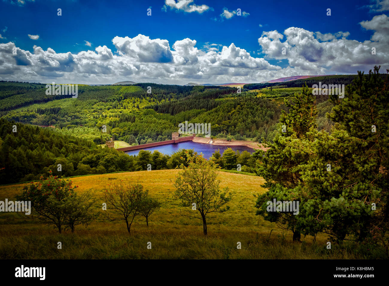 view over Derwent Dam Stock Photo