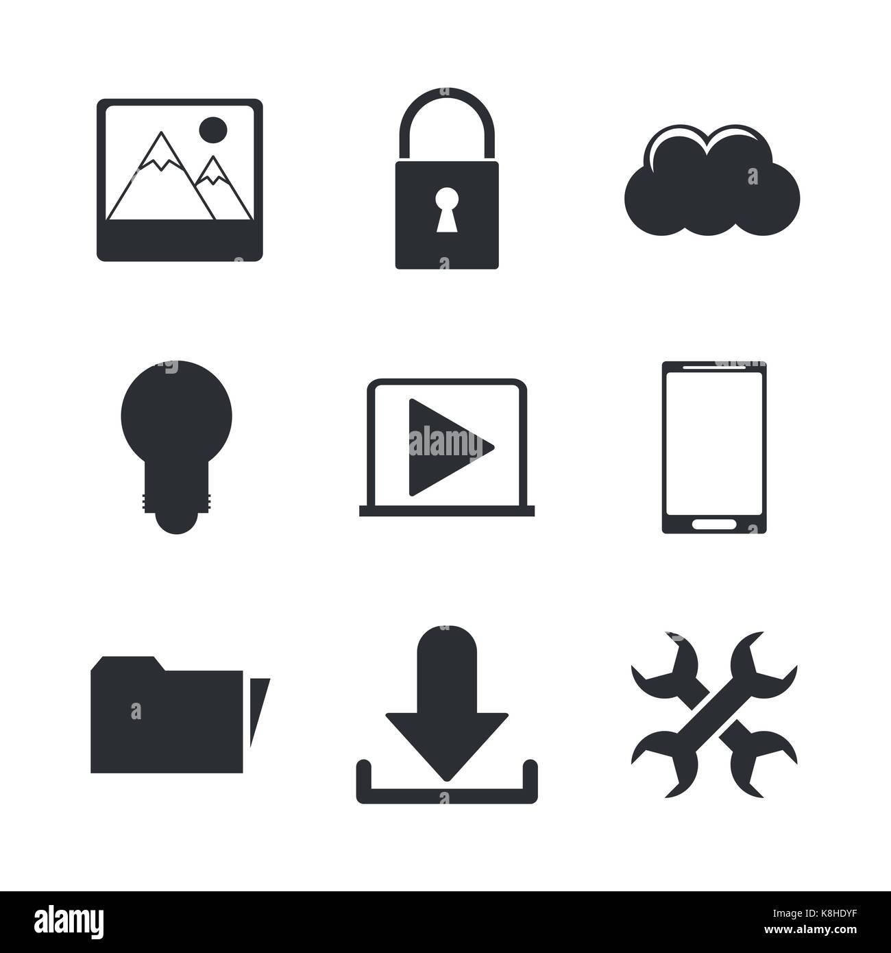 Multimedia icons set Stock Vector Image & Art - Alamy
