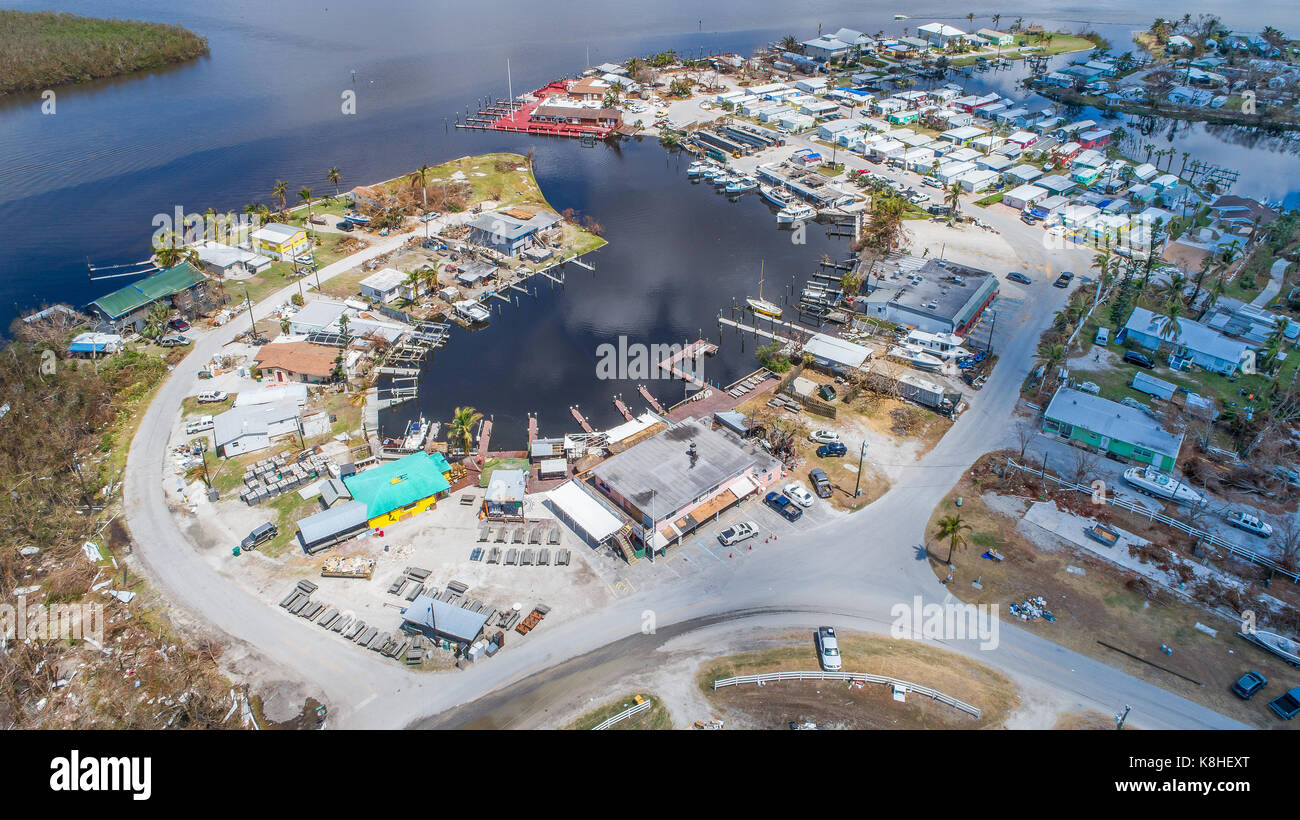 Aerial photographs of Goodland Florida after Hurricane Irma and her