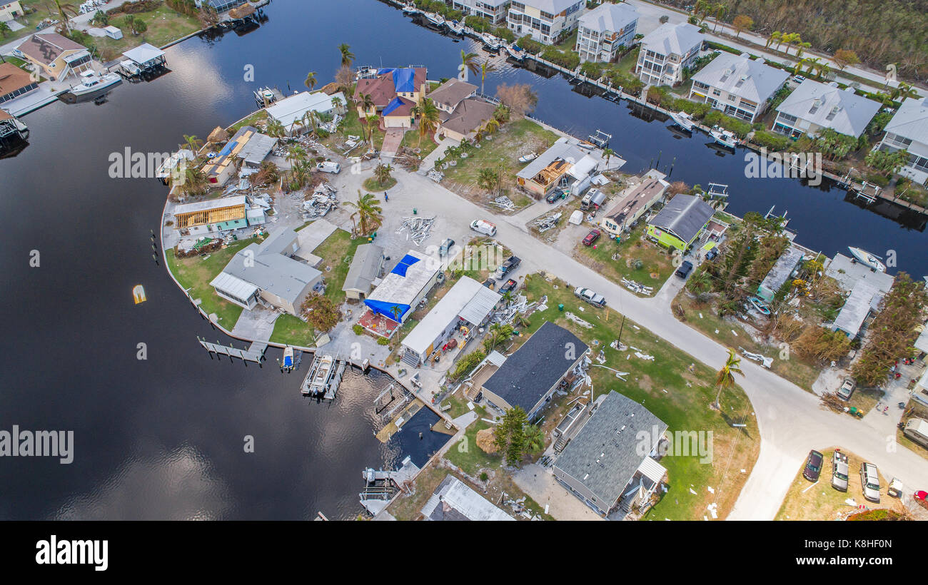 Aerial photographs of Goodland Florida after Hurricane Irma and her