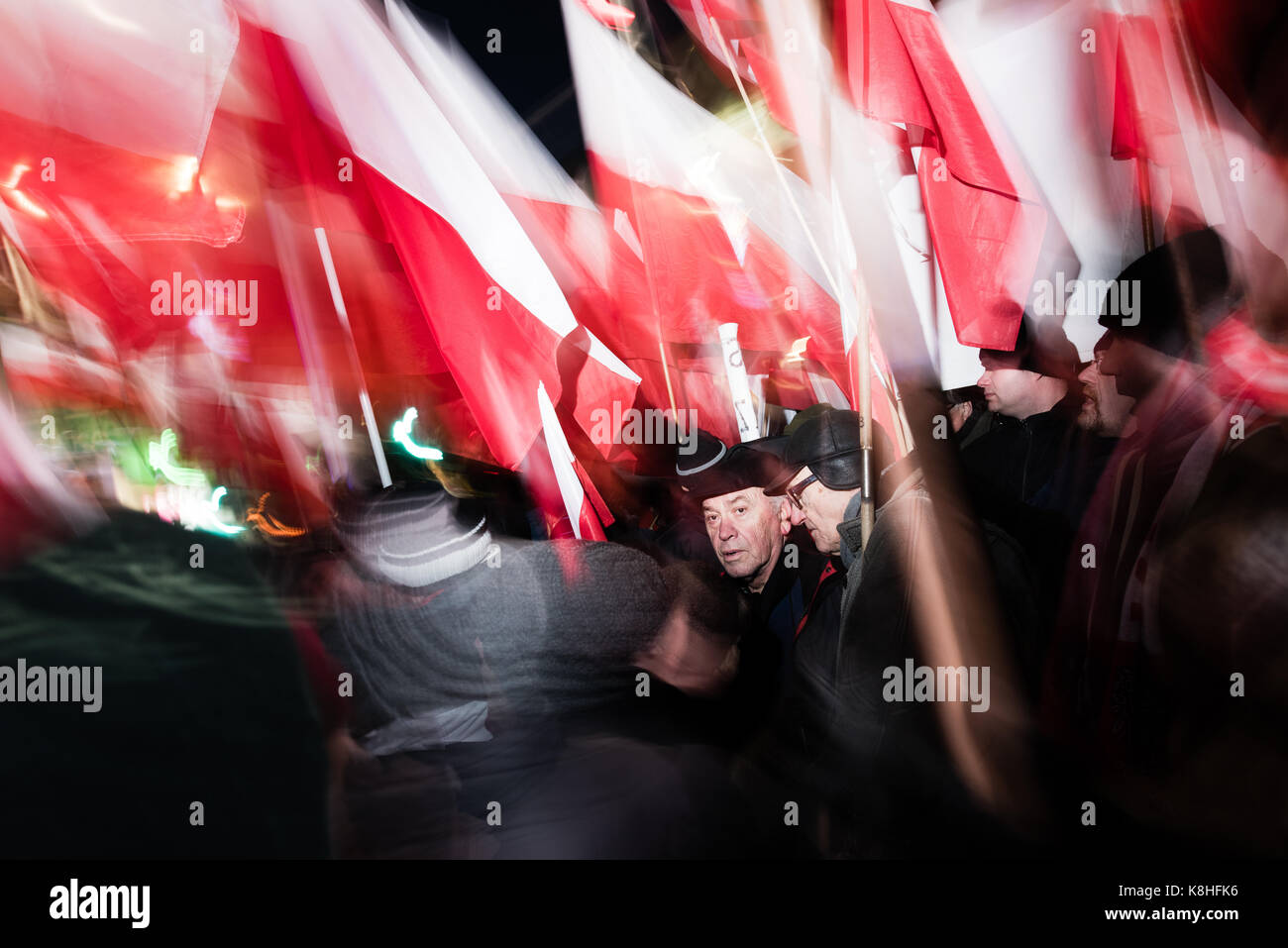 Pro-government manifestation during 35th anniversary of martial law imposition in Poland. 2016.12.13, Warsaw, Poland. Stock Photo