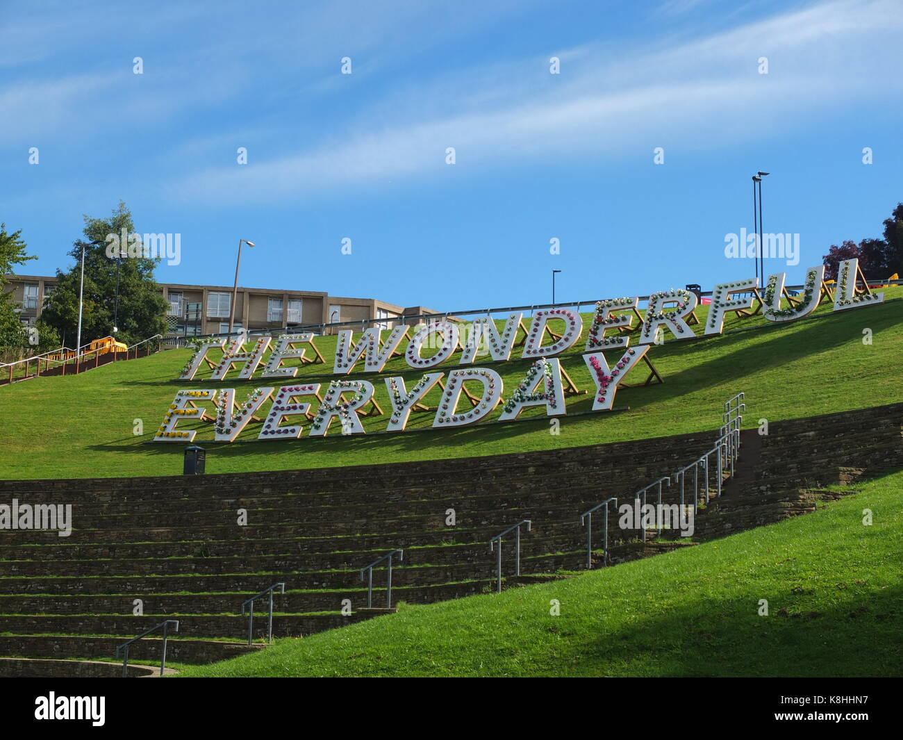 Ikea slogan 'The Wonderful Everyday' spelt out with pot plants and flowers part of promotional