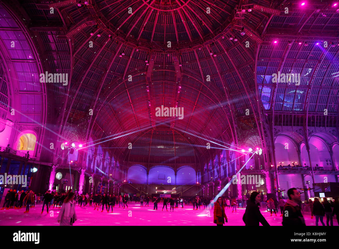 Winter ice skating rink in the grand palais, paris. france. Stock Photo