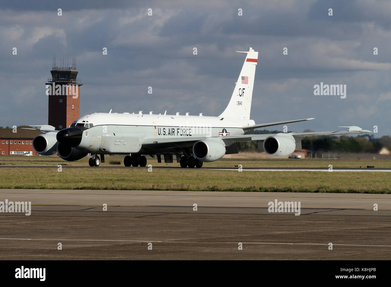 USAF RC135V Rivet Joint on deployment at RAF Mildenhall rolling out on