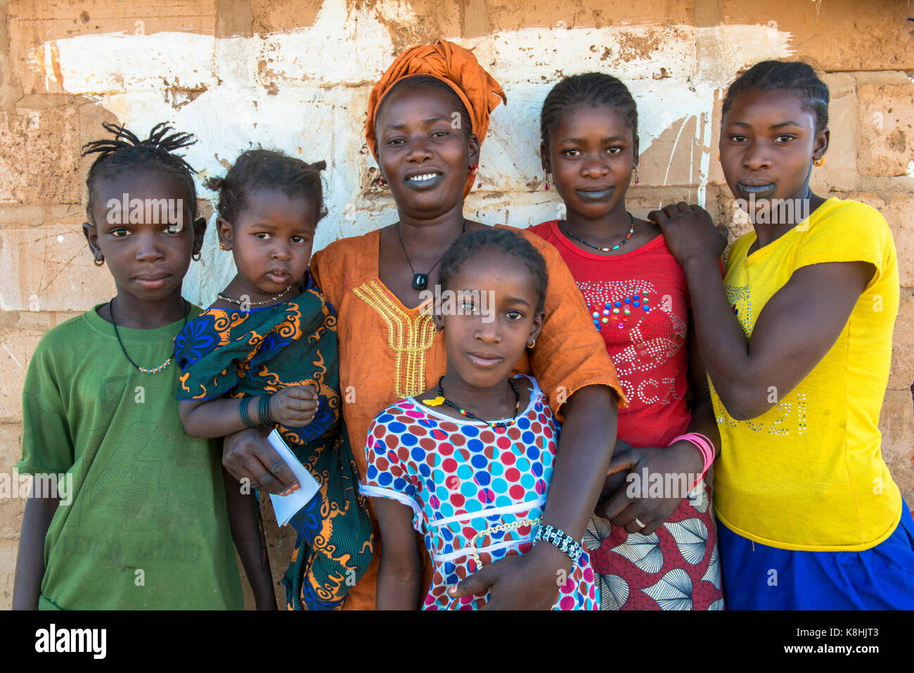 Peul woman and girls. senegal. Stock Photo