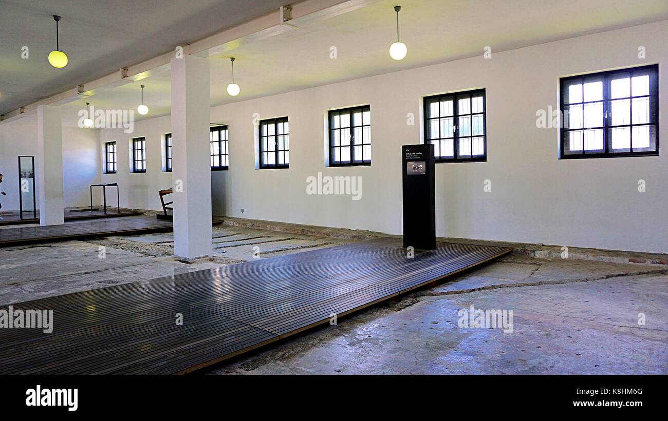 A washing room or bathroom for prisoners at museum in Dachau Concentration Camp Memorial Site, Dachau, Germany Stock Photo