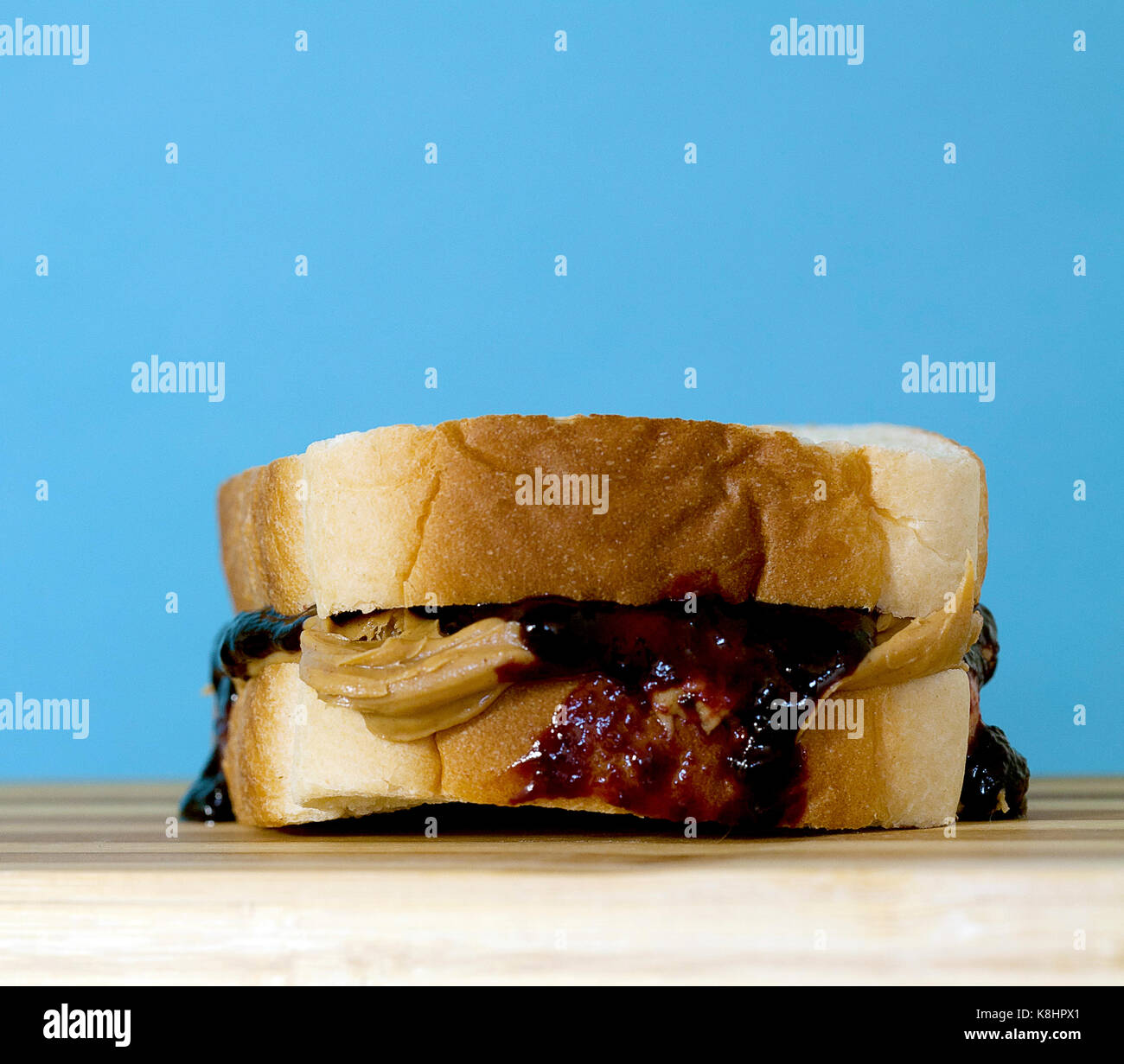 A Kraft peanut butter and jelly or jam sandwich is seen in studio, 2014.  (Adrien Veczan Stock Photo - Alamy