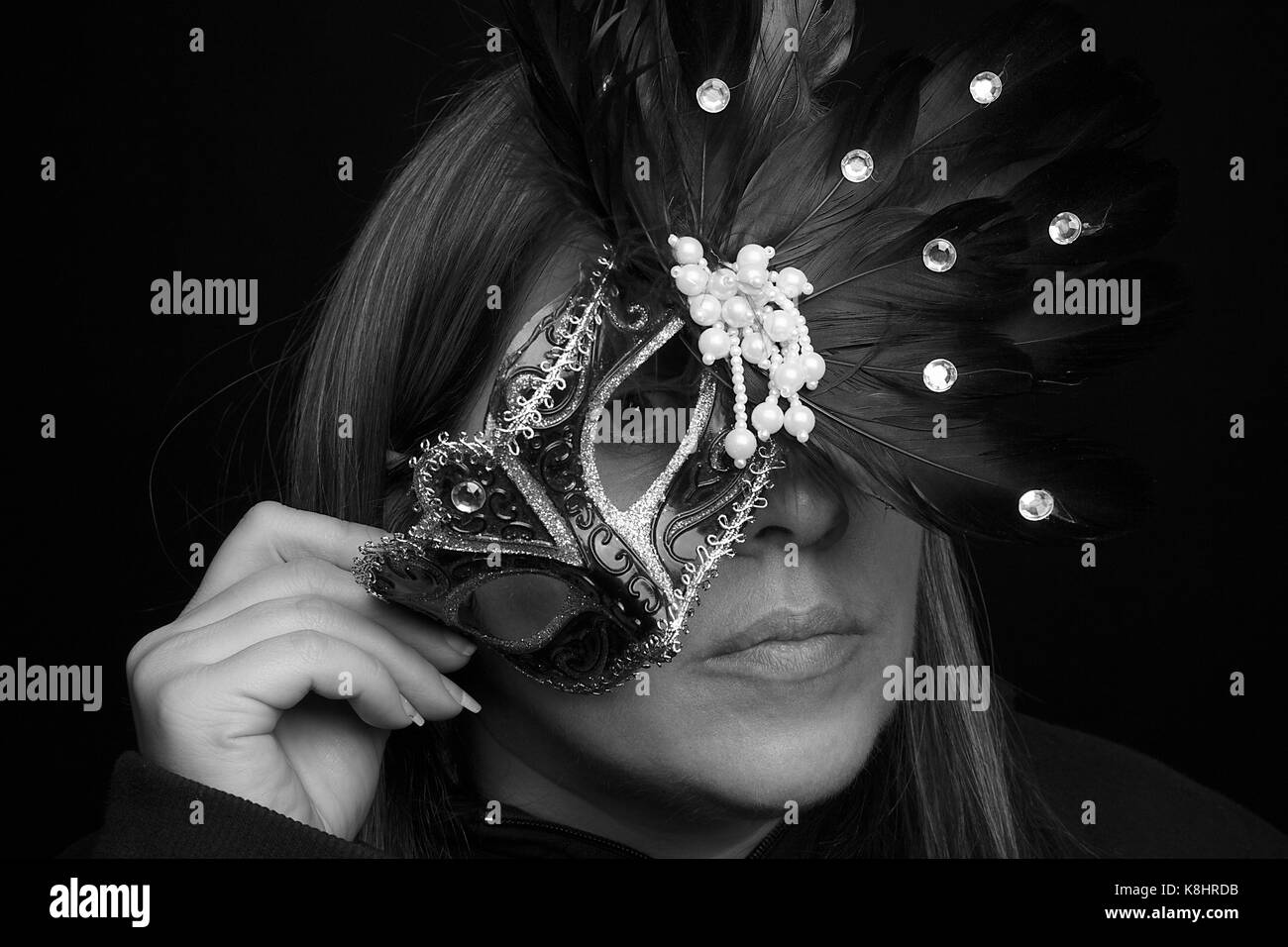 Woman masquerade mask Black and White Stock Photos Images Alamy