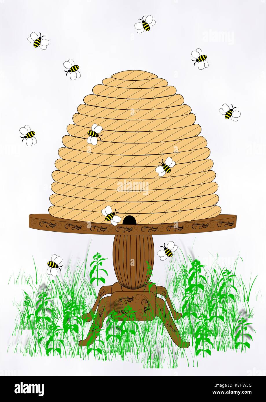 Old fashioned bee hive hi-res stock photography and images - Alamy