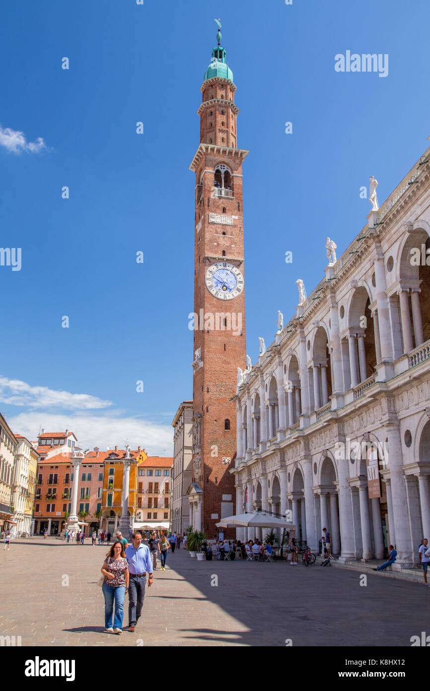 The Palladian Basilica and Torre di Piazza on Piazza dei Signori in Vicenza, Italy Stock Photo