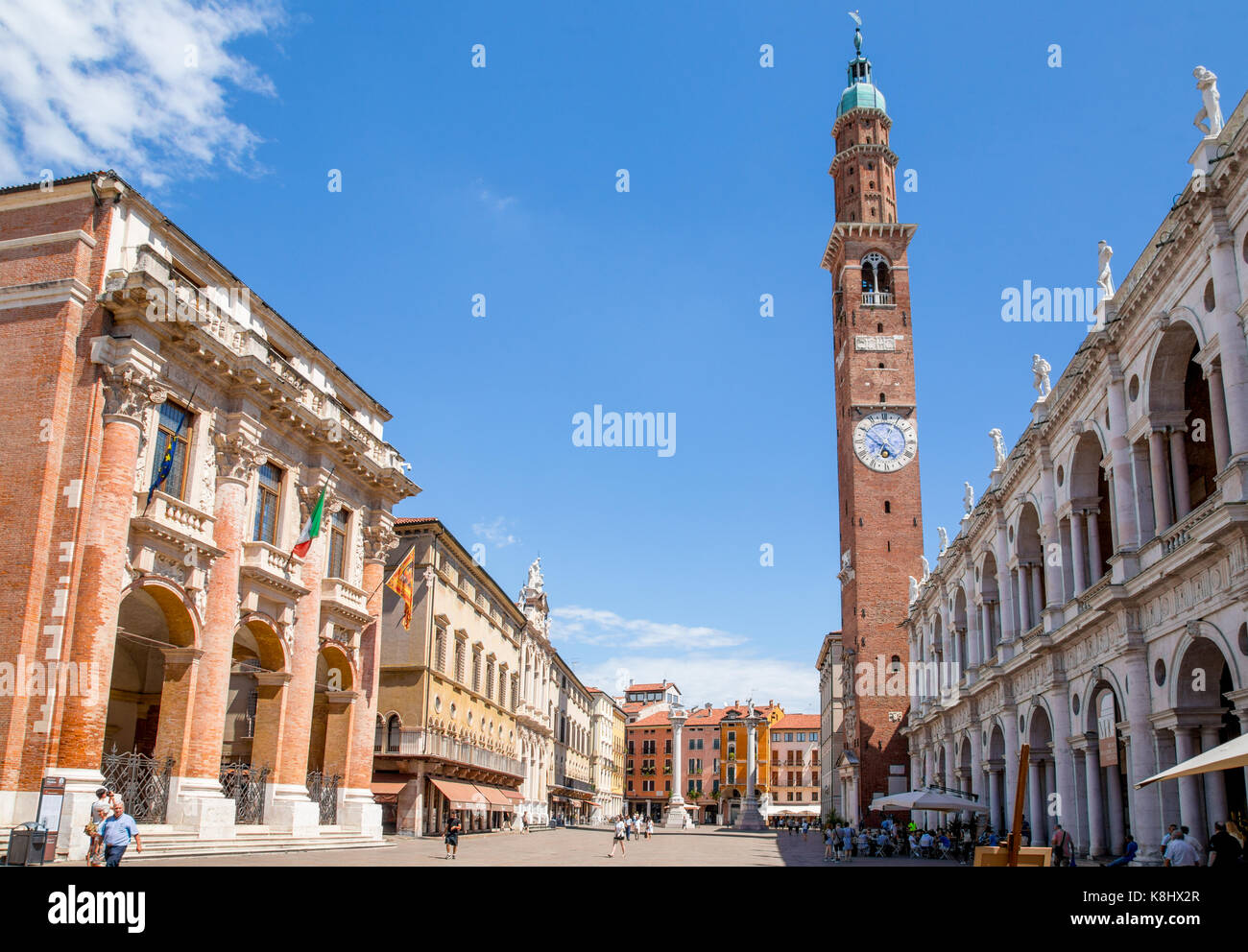 The Palladian Basilica and Torre di Piazza on Piazza dei Signori in Vicenza, Italy Stock Photo
