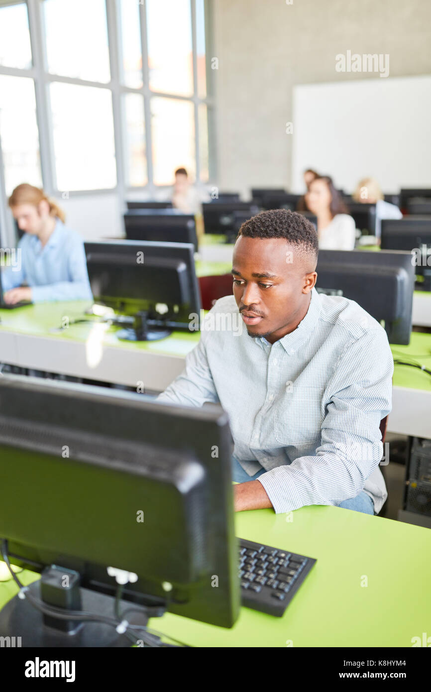 African student in e-learning computer course in university Stock Photo