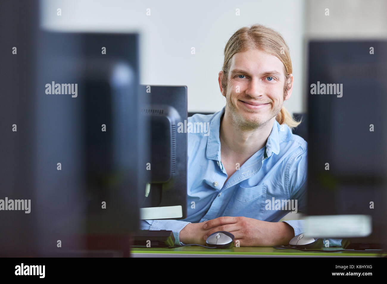Student as IT programmer in computer science university class Stock ...