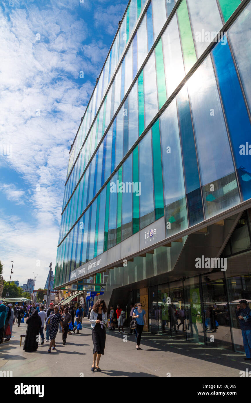 Modern building housing the local library Idea Store in Whitechapel, Tower Hamlets, UK Stock Photo