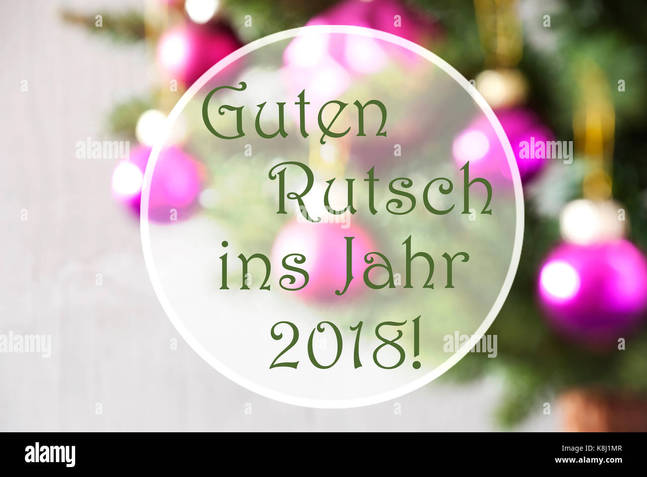 Blurry Balls, Rose Quartz, Guten Rutsch 2018 Means New Year Stock Photo