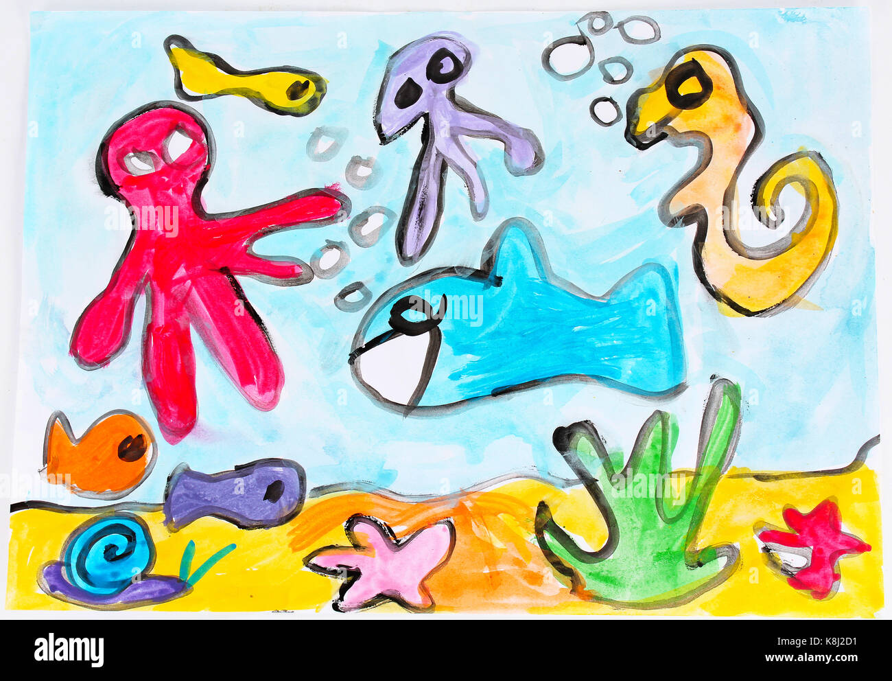 Sea world animals child draw Children drawings kid's draws ...