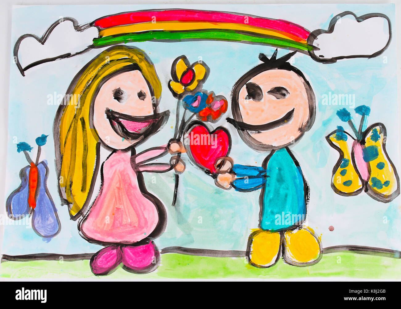 Valentine's day child draw. Children drawings kid's draws ...