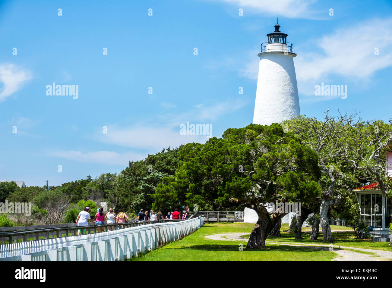 North Carolina,NC,Outer Banks,Ocracoke Island,Ocracoke Light,lighthouse station,boardwalk,NC170518101 Stock Photo