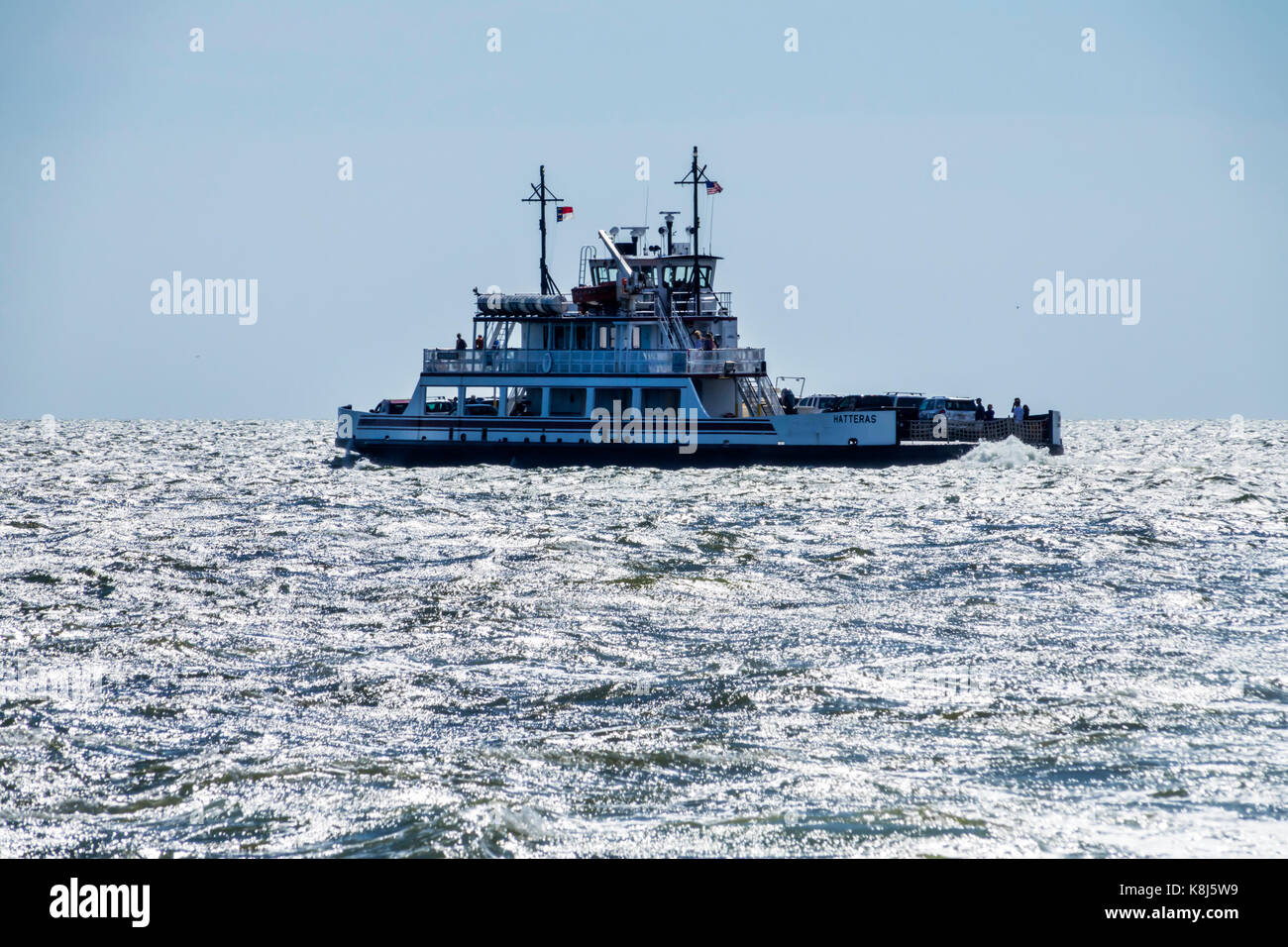 North Carolina,NC,Outer Banks,Pamlico Sound,Ocracoke Island,Hatteras,ferry,boat water,waves,NC170518136 Stock Photo