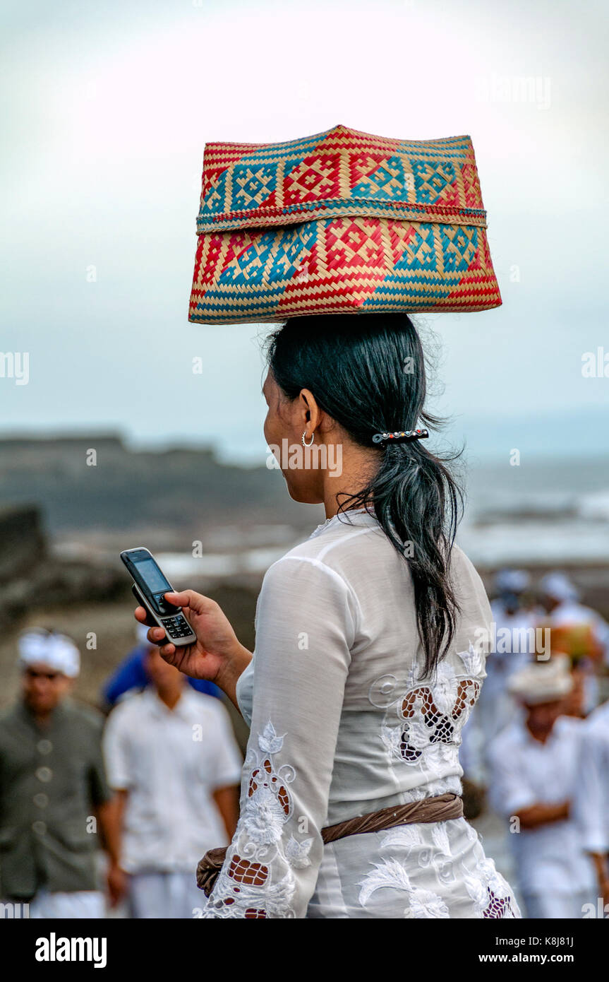 Indonesia. Bali. Nusa Tenggara. Indonesian with a mobile phone Stock Photo