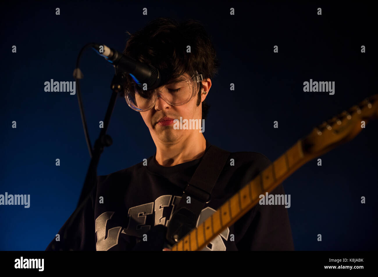 Thornhill, Scotland, UK - September 1, 2017: Will Toledo of American indie rock band Car Seat Headrest during day 1 of Electric Fields Festival. Stock Photo