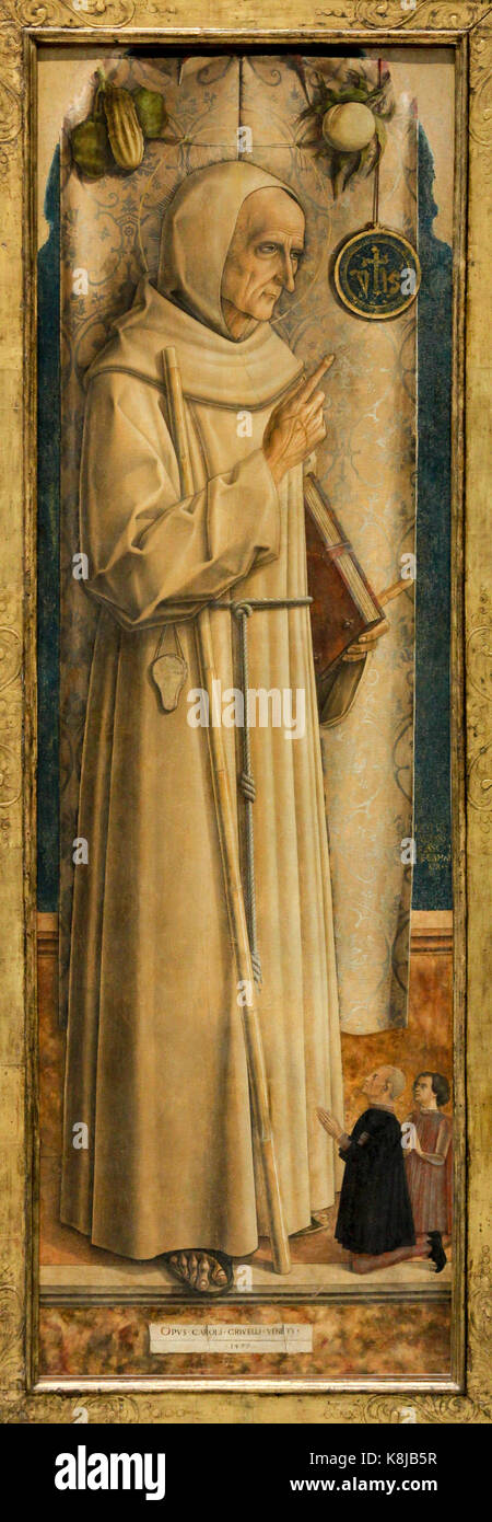 Saint James of the Marches (1391-1476). Oil on panel painting pained by Carlo Crivelli in 1477. Stock Photo