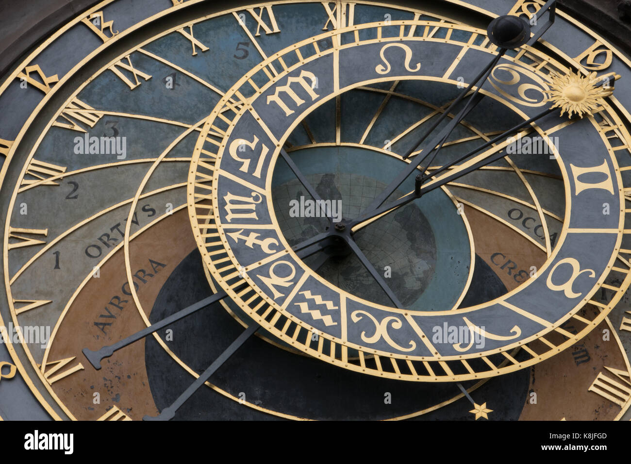 Prague Astronomical Clock (Orloj) in the City's Historic Old Town Section Stock Photo