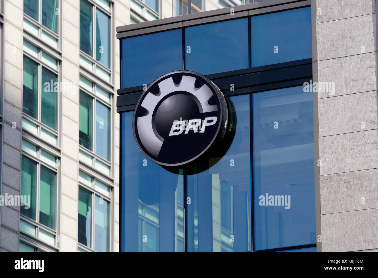 Montreal,Canada, August 8,2017. BRP logo outside of their downtown Montreal showroom. Credit Mario Beauregard/Alamy Live News Stock Photo