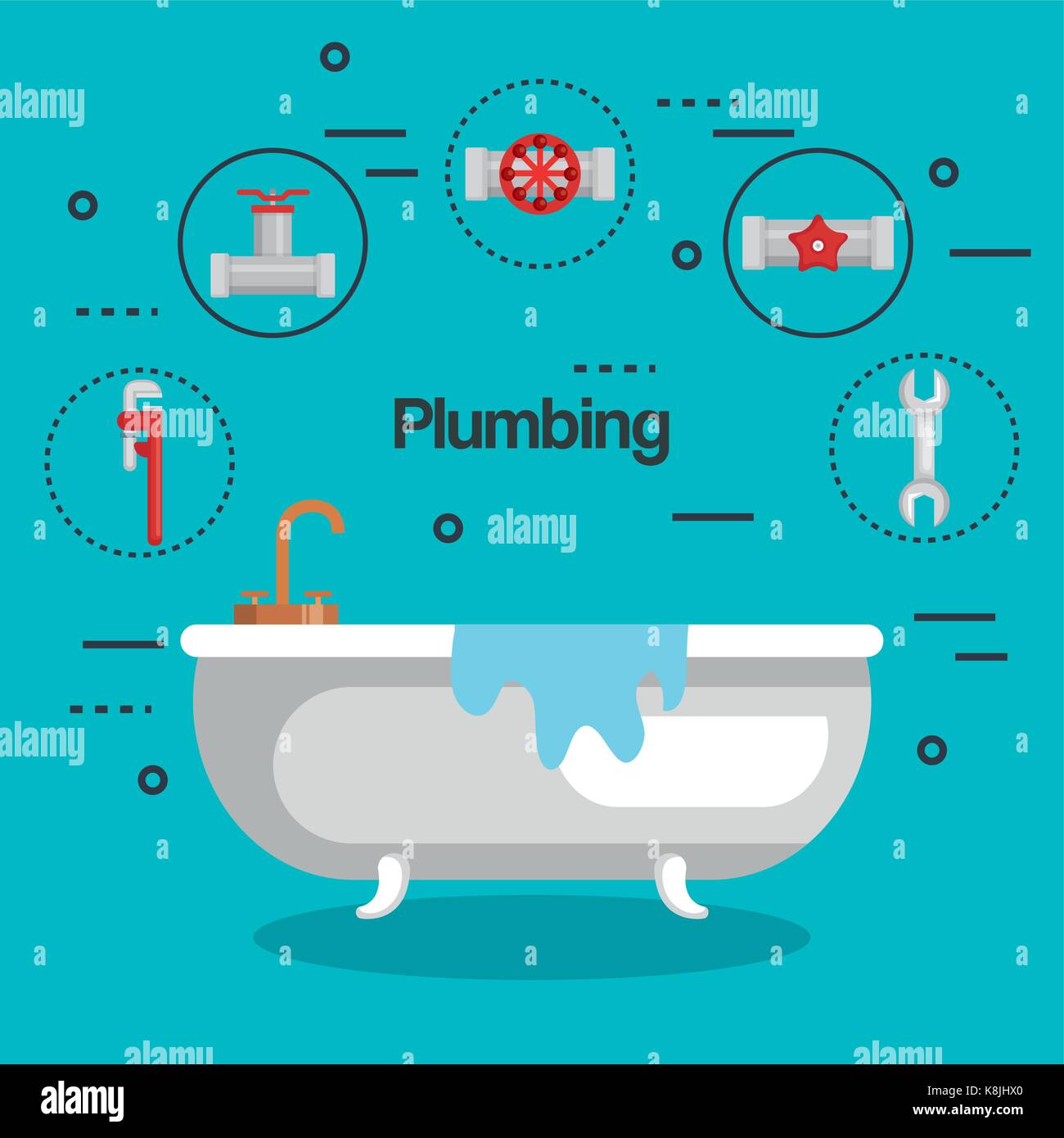 plumbing line set icons vector illustration design Stock Vector Image ...