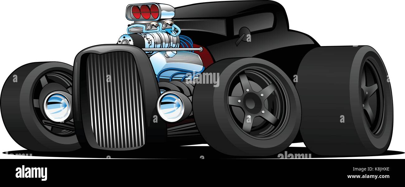 Hot Rod Vintage Coupe Custom Car Cartoon Vector Illustration Stock Vector