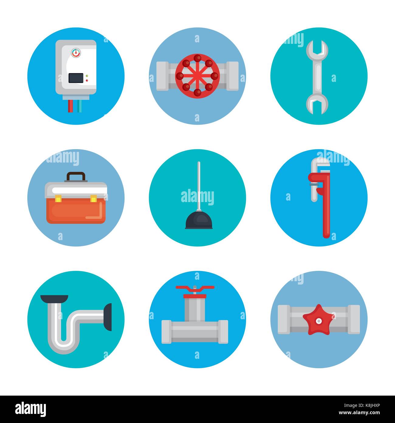 plumbing line tools set icons vector illustration design Stock Vector ...