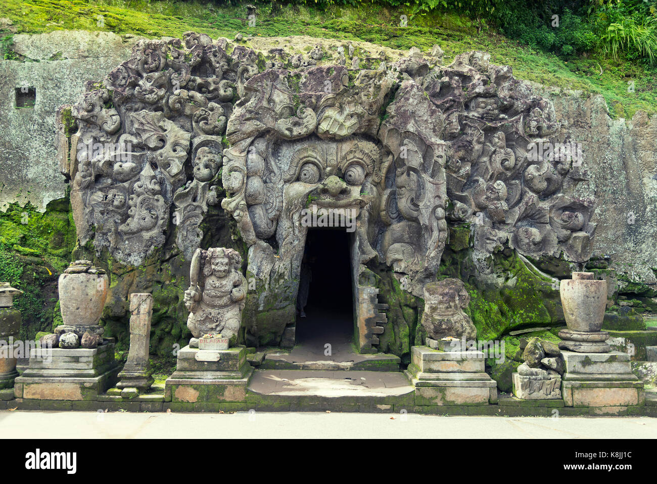 The famous gate of Goa Gajah Temple in Indonesia Bali Stock Photo
