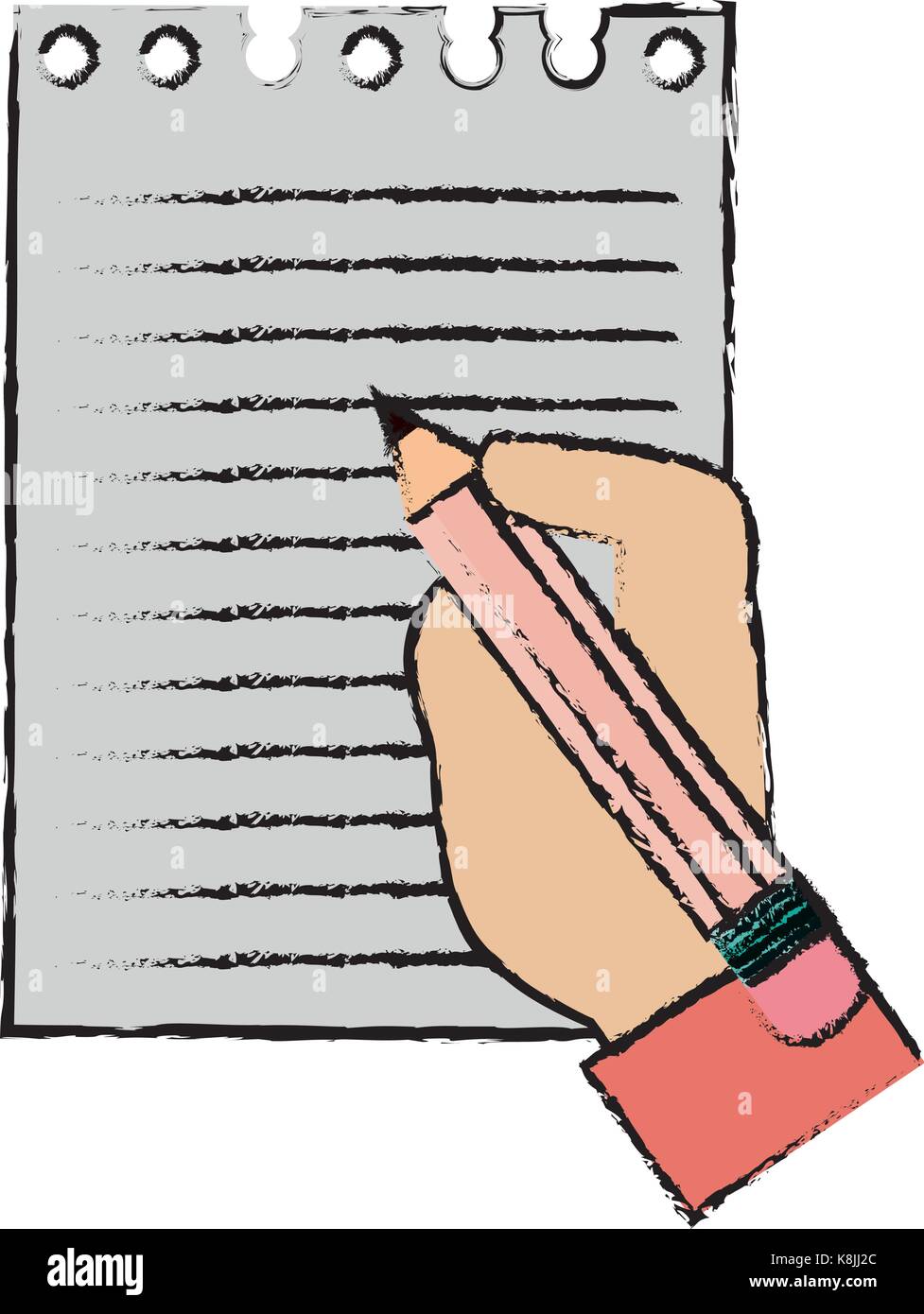 hand human with pencil writing in document Stock Vector Image & Art - Alamy