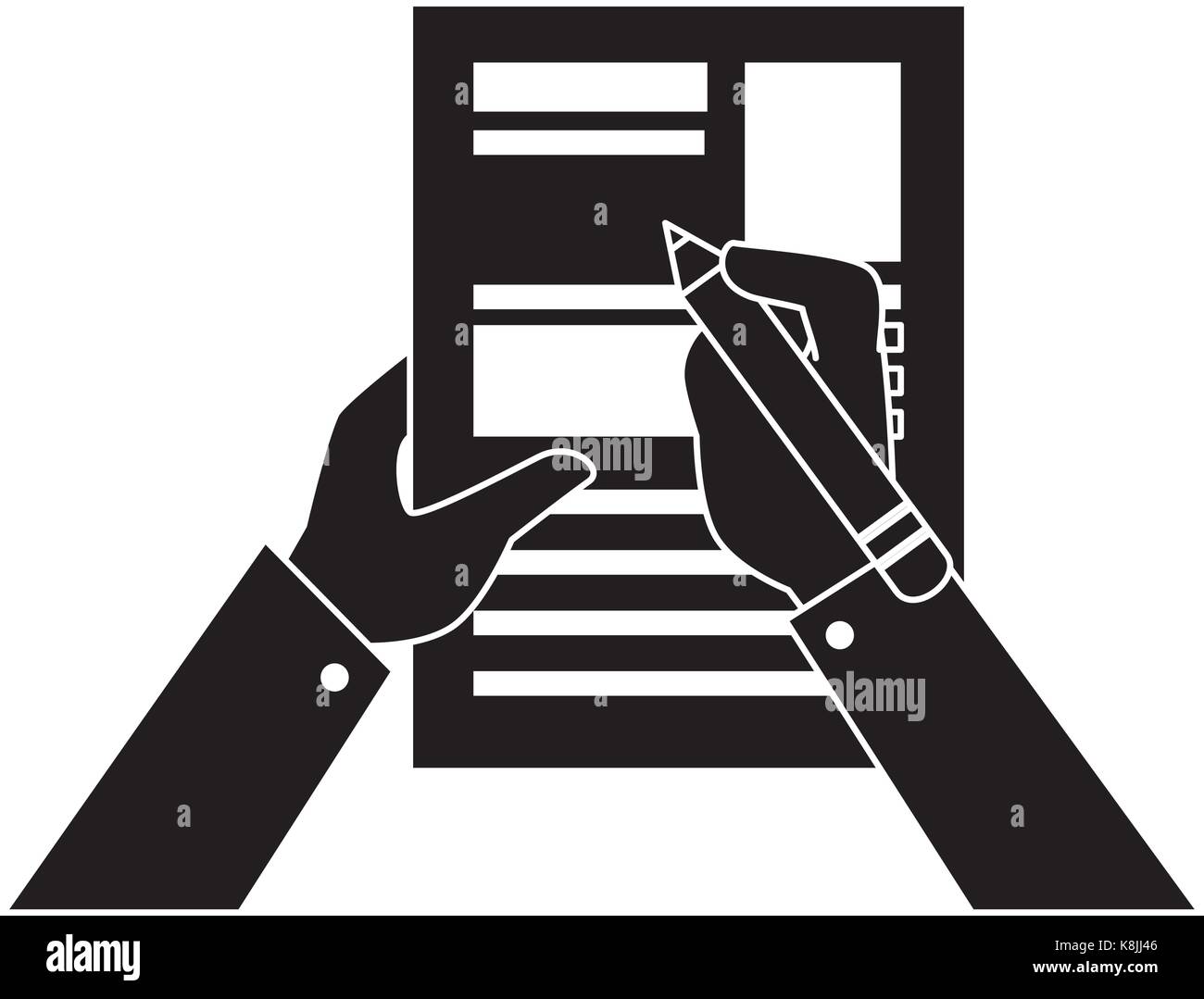 hand human with pencil writing in document Stock Vector Image & Art - Alamy