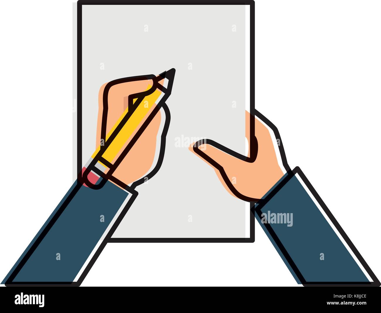 hand human with pencil writing in document Stock Vector Image & Art - Alamy